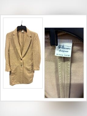 Ron Herman Cotton Blend Chesterfield Long Blazer Coat Sz S Unstructured